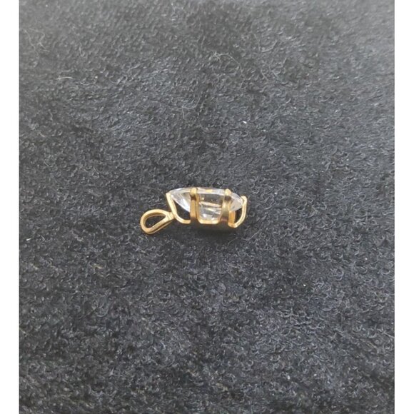 Vintage Teardrop Cubic Zirconia Pendant With Gold-Tone Charm - Picture 4 of 4